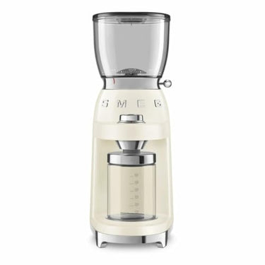 SMEG, Coffee Grinder CGF11CREU, Conical Stainless Steel Burr, 30 Grinding Settings, 350g Coffee Bean Container, Premium Die-Cast Aluminum Housing, 150W, Cream on Sale